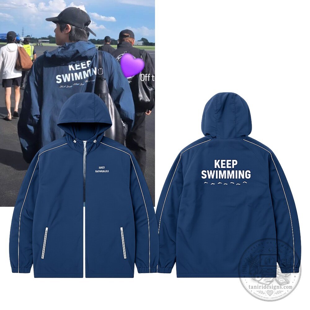 "Shop Trendy BTS and Dua Lipa Inspired Shirts and Jackets" 5 BTS JIN Keep Swimming Hooded Jacket