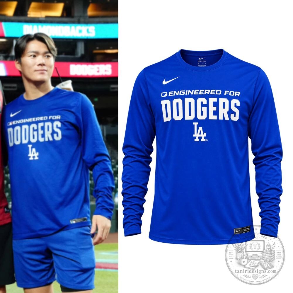 Yoshinobu Yamamoto Los Angeles Dodgers Long Sleeve Baseball Shirt 3 Yoshinobu Yamamoto Los Angeles Dodgers Long Sleeve Baseball Shirt