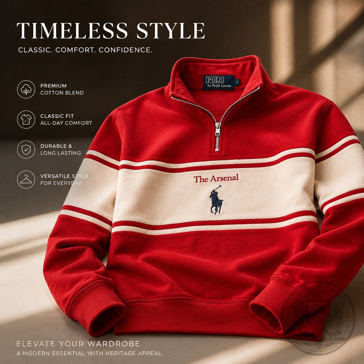 Arsenal x Ralph Lauren Collab Quarter Zip Sweatshirt 4 Arsenal x Ralph Lauren Collab Quarter Zip Sweatshirt