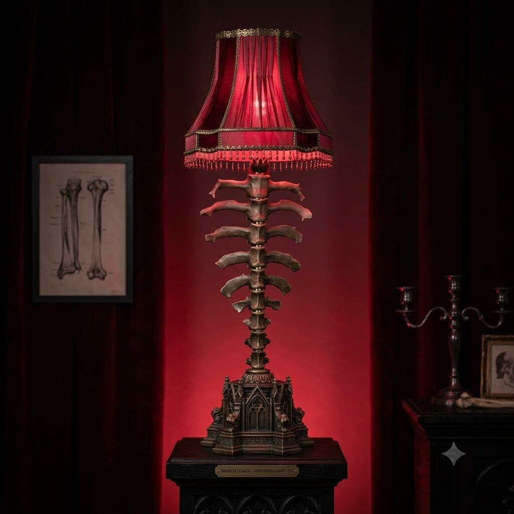 Dark Victorian Skeleton Gothic Spine Table Lamp 4 Dark Victorian Skeleton Gothic Spine Table Lamp