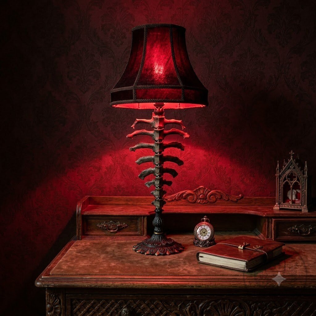 Dark Victorian Skeleton Gothic Spine Table Lamp 5 Dark Victorian Skeleton Gothic Spine Table Lamp