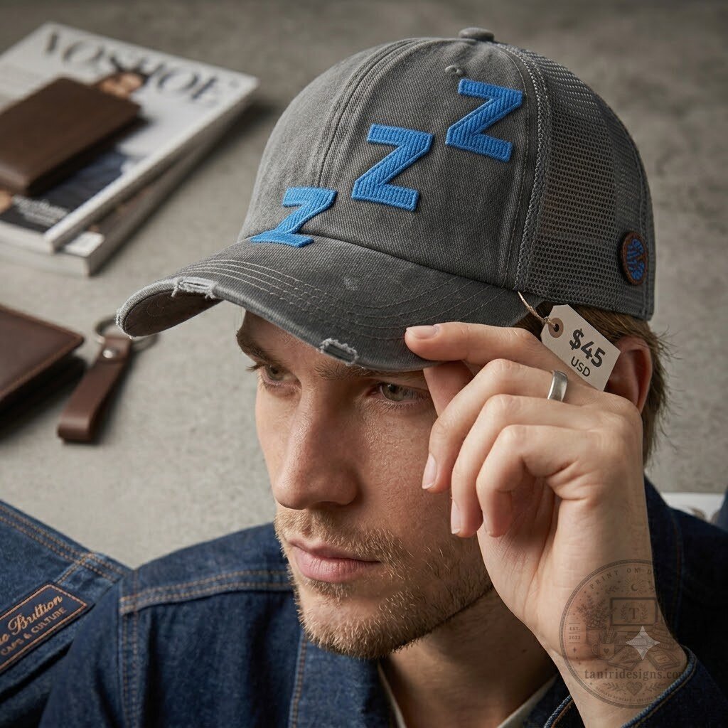 Gray Embroidered ZZZ Trucker Hat 4 Gray Embroidered ZZZ Trucker Hat