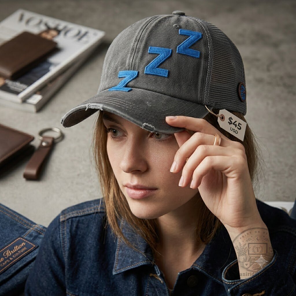 Gray Embroidered ZZZ Trucker Hat 5 Gray Embroidered ZZZ Trucker Hat
